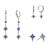 The Romilly, Cosima Huggie & Cosima Stud Set – Silver & Blue