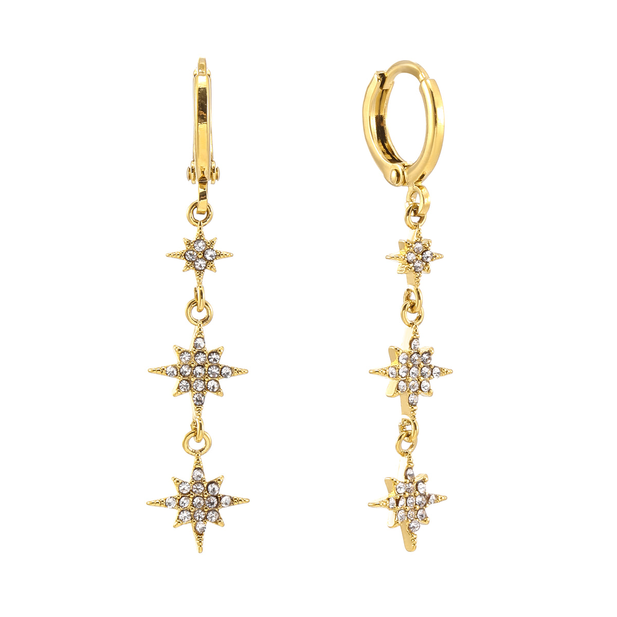 Romilly Crystal Droplet Star Huggie Earrings