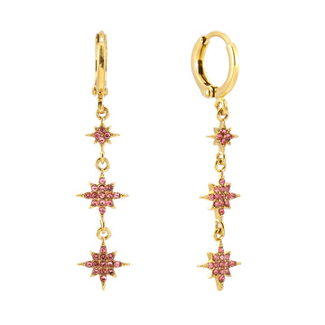 Romilly Pink Gold Droplet Star Huggie Earrings