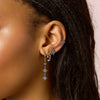 Romilly Blue Silver Droplet Star Huggie Earrings