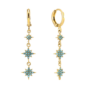 Romilly Turquoise Gold Droplet Star Huggie Earrings