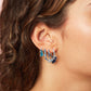 Iris Blue Silver Waterfall Huggie Earrings