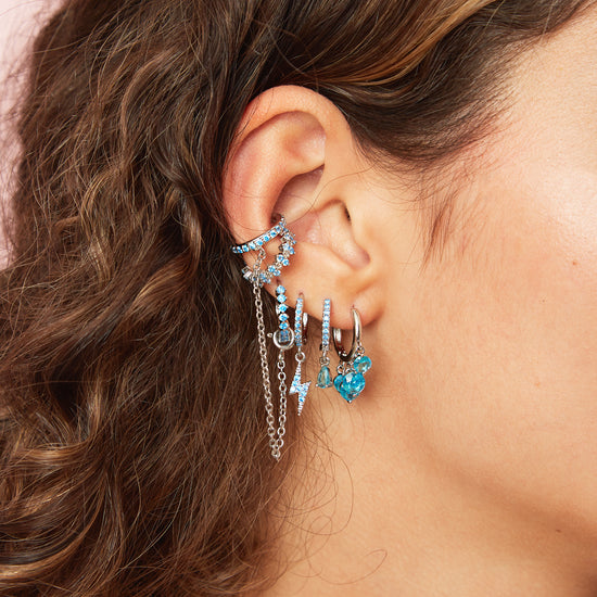 Turquoise Silver Dainty Cuff & Ear Chain