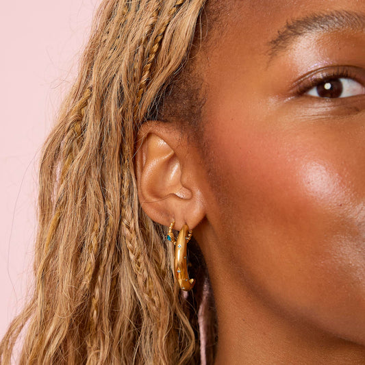 Skye Gold Turquoise Chunky Half-Hoop Earrings