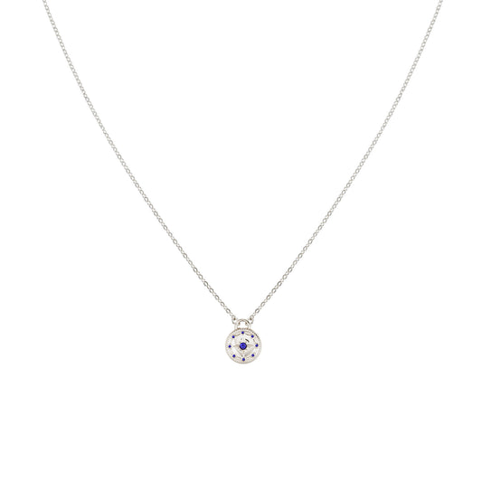 Sasha Blue Silver Compass Necklace