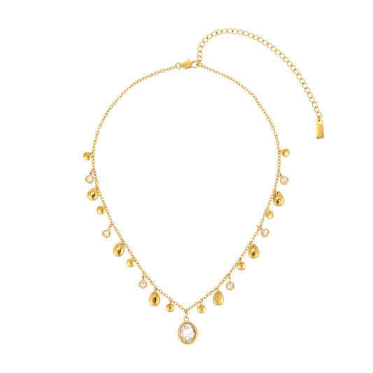 Savannah Gold Crystal Droplet Stacking Necklace