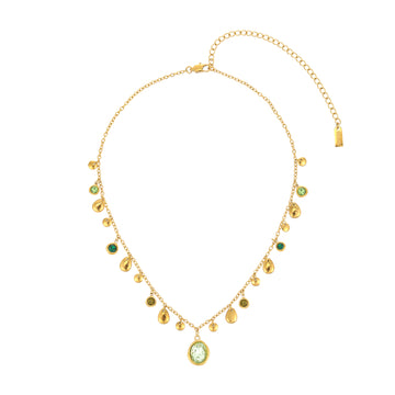 Savannah Gold Green Droplet Stacking Necklace