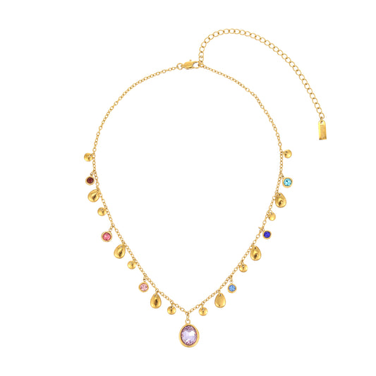 Savannah Gold Rainbow Droplet Stacking Necklace