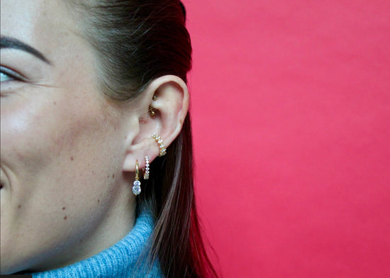 Mimi Crystal Gold Original Huggie Earrings
