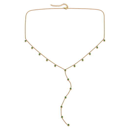 India Droplet Necklace Gold & Green