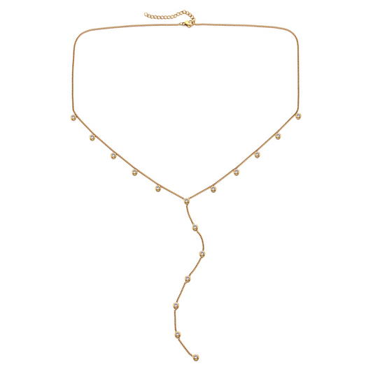 India Droplet Necklace Gold & Crystal