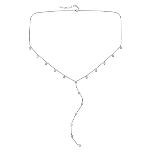 India Droplet Necklace Silver & Crystal
