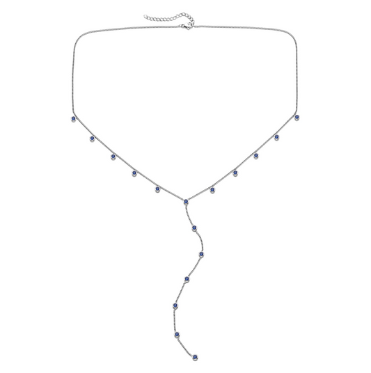 India Droplet Necklace Silver & Blue