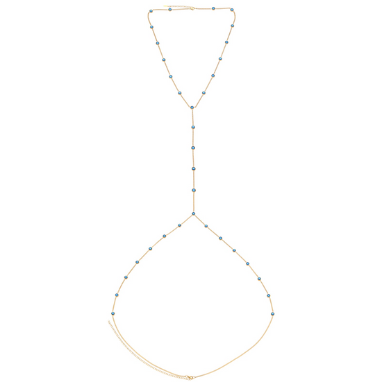 Olivia Body Chain Blue & Gold