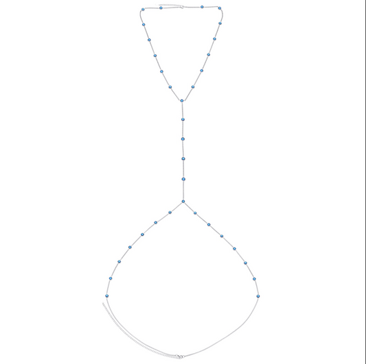 Olivia Body Chain Blue & Silver