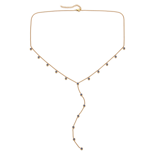 India Droplet Necklace Gold & Blue