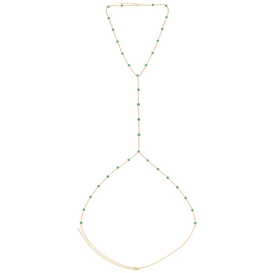 Olivia Body Chain Green & Gold