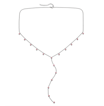 India Silver Pink Droplet Necklace