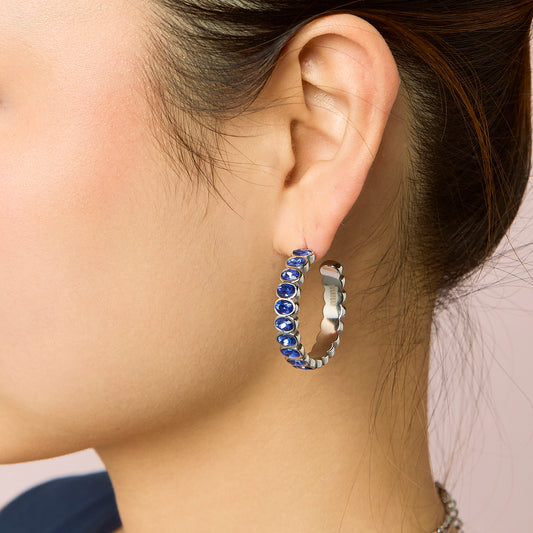 Sophie Blue Silver Chunky Earrings