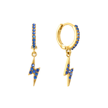 Talitha Blue Gold Lightning Bolt Huggie Earrings