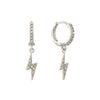 Talitha Crystal Silver Lightning Bolt Huggie Earrings