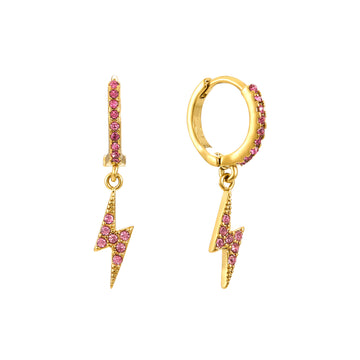 Talitha Pink Gold Lightning Bolt Huggie Earrings
