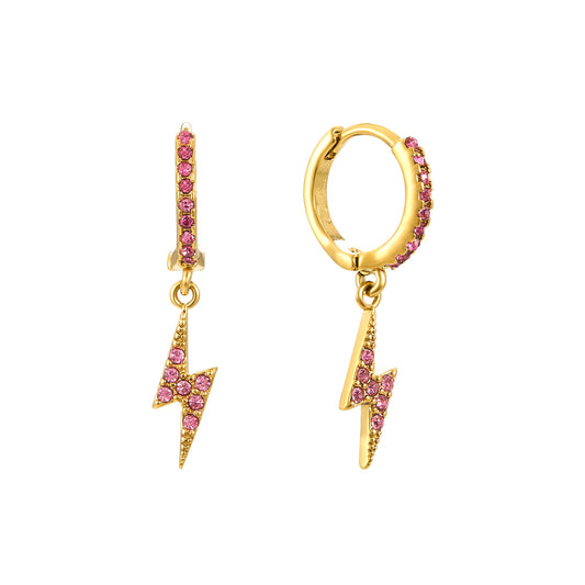 Talitha Pink Gold Lightning Bolt Huggie Earrings
