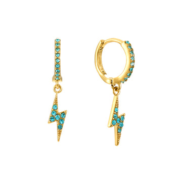Talitha Turquoise Gold Lightning Bolt Huggie Earrings