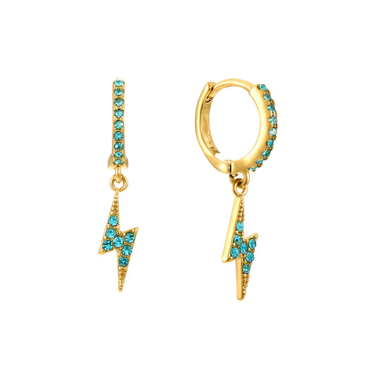 Talitha Turquoise Gold Lightning Bolt Huggie Earrings