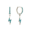 Talitha Turquoise Silver Lightning Bolt Huggie Earrings