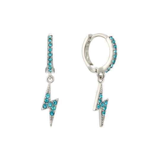 Talitha Turquoise Silver Lightning Bolt Huggie Earrings