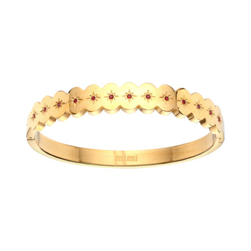 Tallulah Gold Red Scallop Star Bangle
