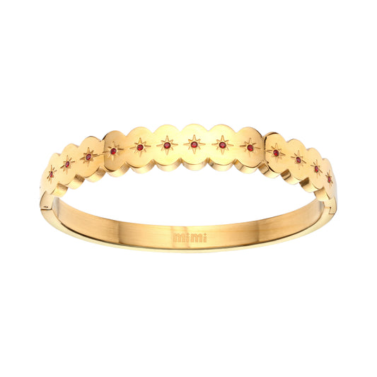 Tallulah Gold Red Scallop Star Bangle