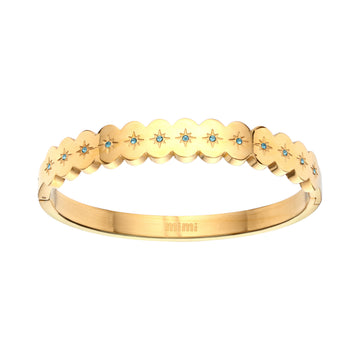 Tallulah Gold Turqouise Scallop Star Bangle