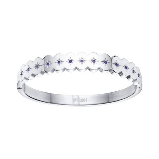 Tallulah Silver Blue Scallop Star Bangle