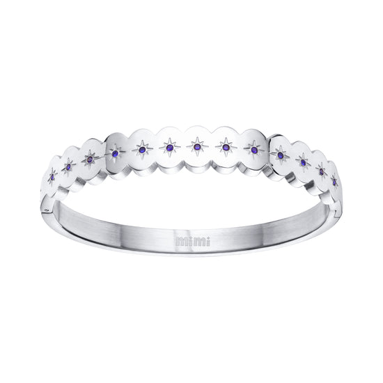 Tallulah Silver Blue Scallop Star Bangle