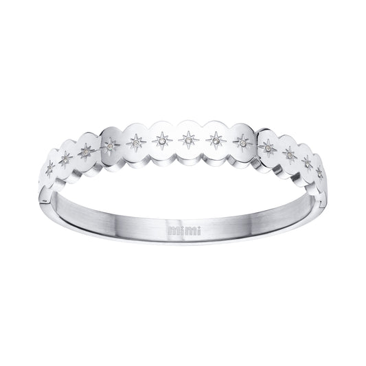 Tallulah Silver Crystal Scallop Star Bangle