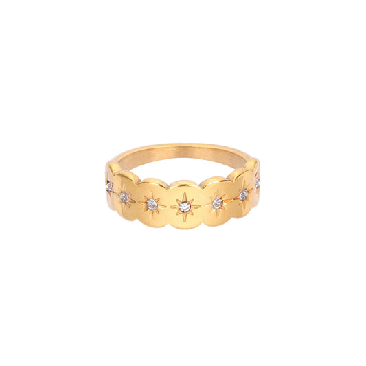 Tallulah Gold Crystal Scallop Star Ring