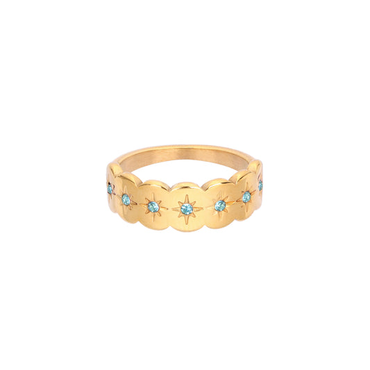 Tallulah Gold Turqouise Scallop Star Ring