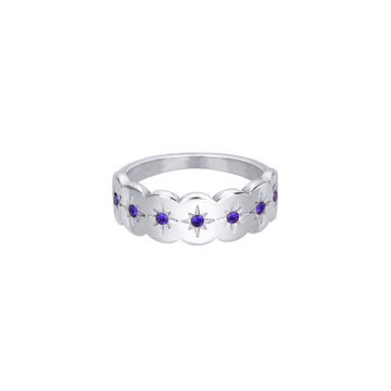 Tallulah Silver Blue Scallop Star Ring SIZE N