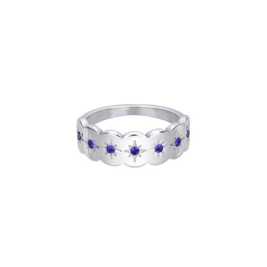 Tallulah Silver Blue Scallop Star Ring