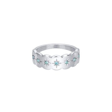 Tallulah Silver Turqouise Scallop Star Ring SIZE N