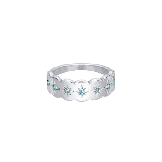 Tallulah Silver Turqouise Scallop Star Ring