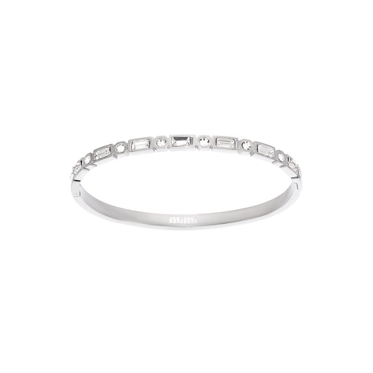 Tanieta Silver Crystal Organic Bangle