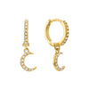 Tori Crystal Moon Huggie Earrings