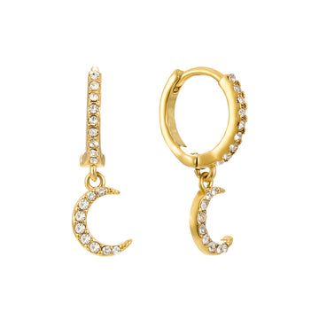 Tori Crystal Moon Huggie Earrings