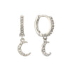 Tori Silver Crystal Moon Huggie Earrings