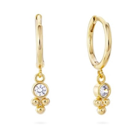 Trinity Gold Crystal Huggie Earrings