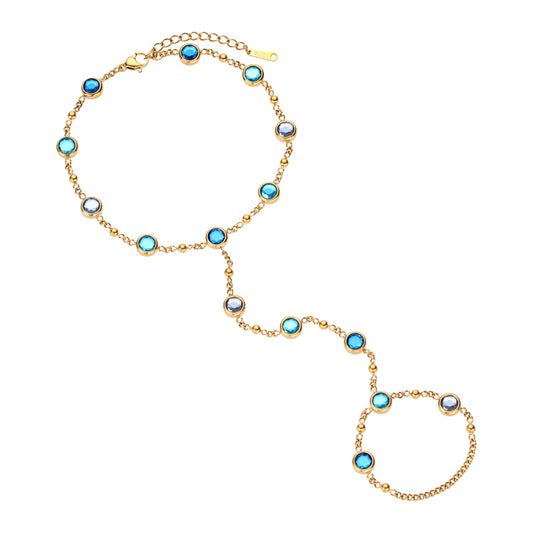 Tshenolo Multi-Tone Hand Chain Blue & Gold