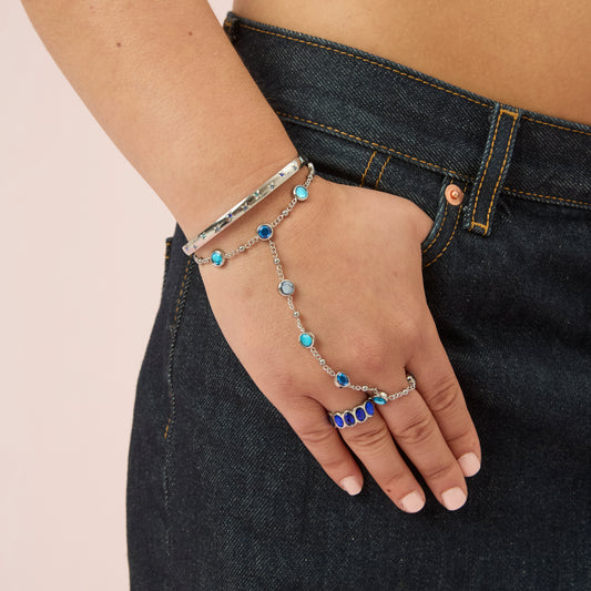 Tshenolo Multi-Tone Hand Chain Blue & Silver